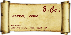 Breznay Csaba névjegykártya
